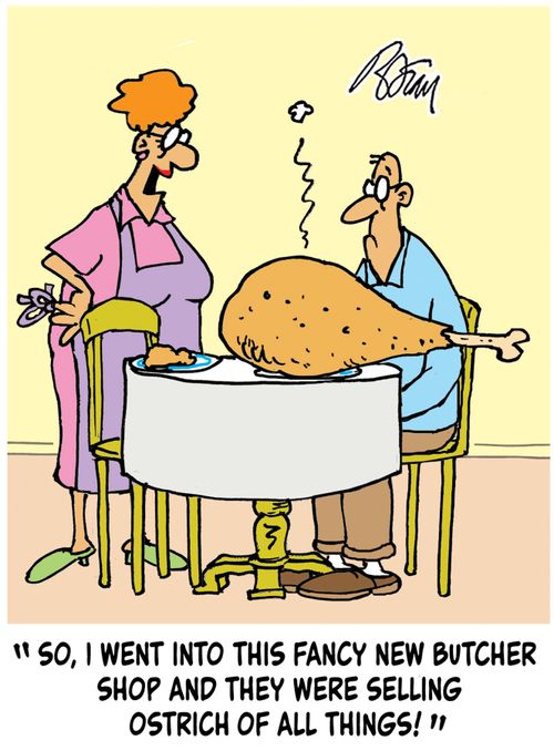 "So, I went into this fancy new butcher shop and they were selling ostrich of all things!"
