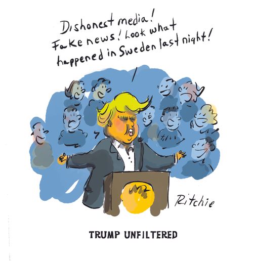 "Dishonest media! Fake news! Look what happened in Sweden last night!"