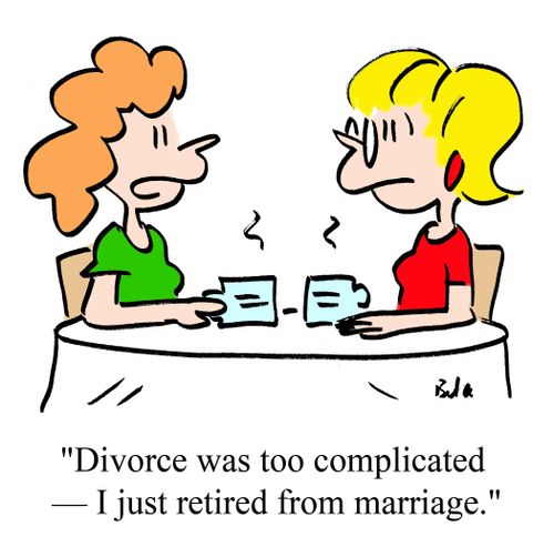 "Divorce was too complicated -- I just retired from marriage."