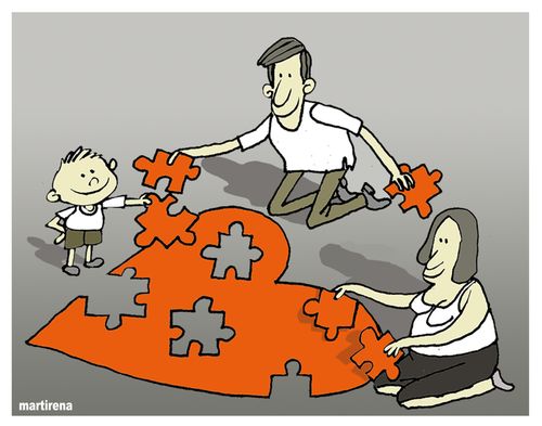 A family provides the jigsaw puzzle pieces of love.
