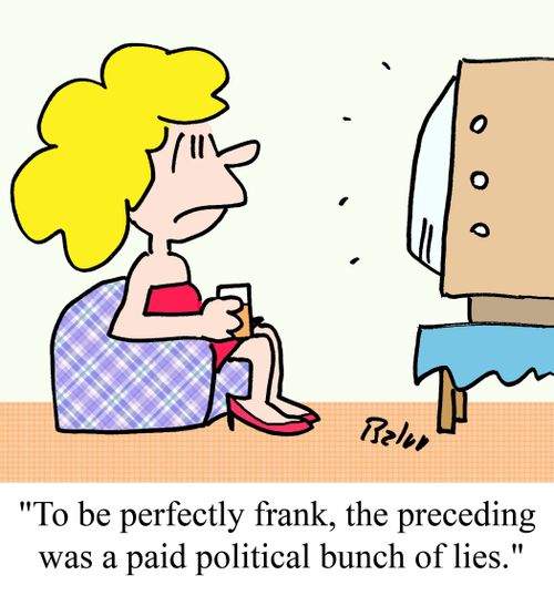 "To be perfectly frank, the preceding was a paid political bunch of lies."