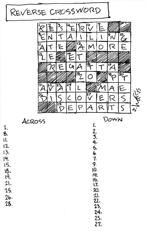 'Reverse crossword.'