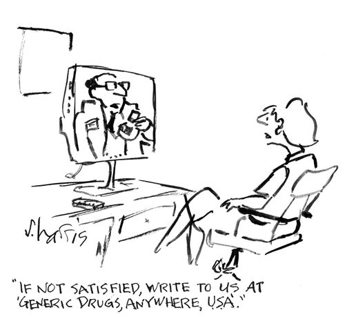 "If not satisfied, write to us at 'Generic Drugs, Anywhere, USA."