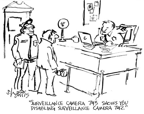 "Surveillance camera 743 shows you disabling surveillance camera 742."
