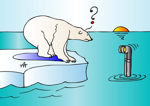 Polar bear meets a submarine