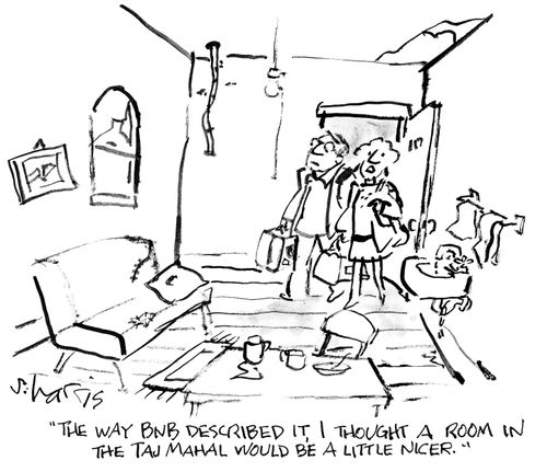 "The way BnB described it, I thought a a room in the Taj Mahal would be a little nicer."