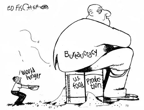 Bureaucracy sits on US food production while ignoring world hunger.