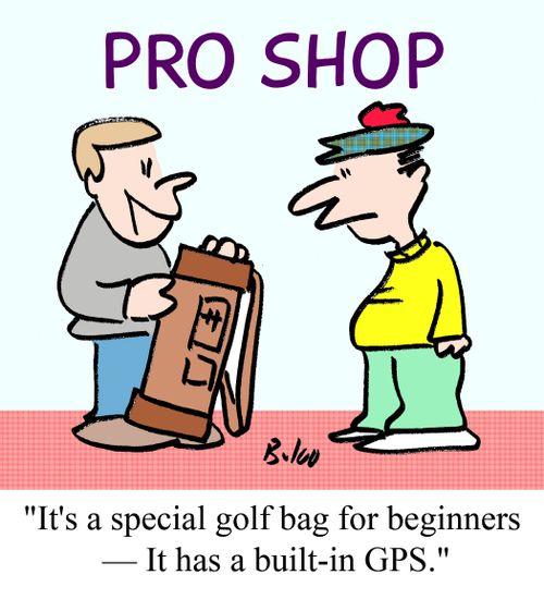 "It's a special golf bag for beginners - It has a built-in GPS."