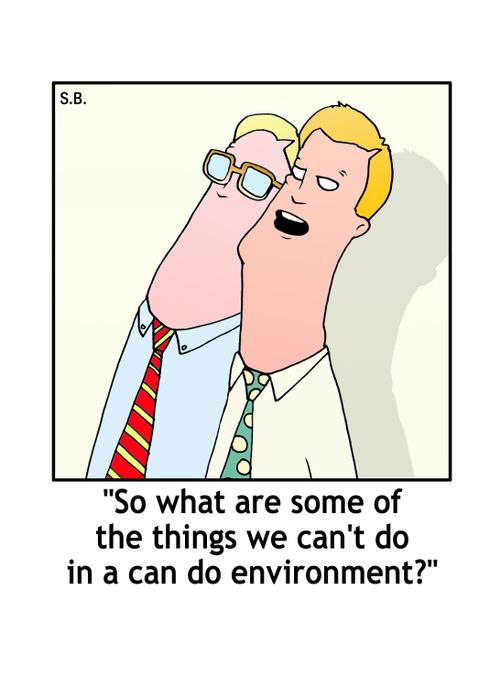 "So what are some of the things we can't do in a can do environment?"