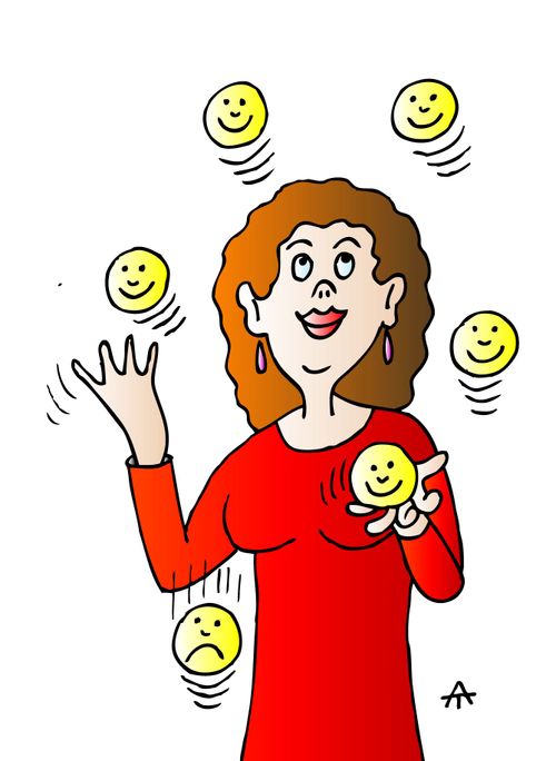 Woman Juggling Emojis