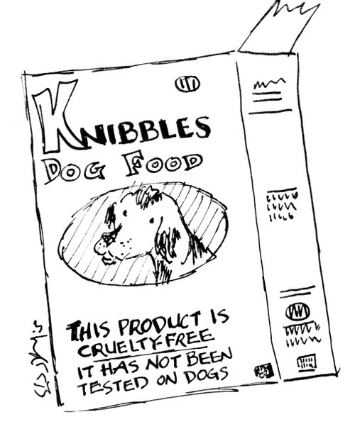 'Knibbles Dog Food - this product is cruelty-free. It has not been tested on dogs.'