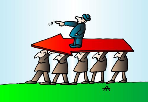 A politician points in the direction forward while being carried by members of the public.