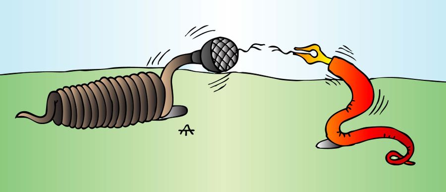 A poison pen fights a poison mic.
