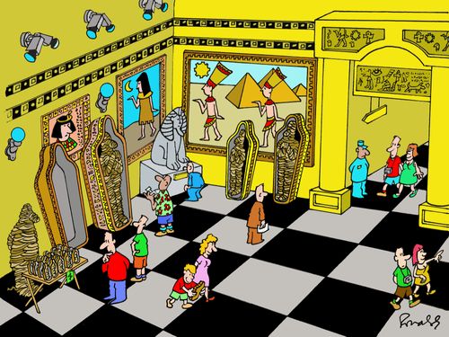An ancient Egyptian exhibit at a museum.
