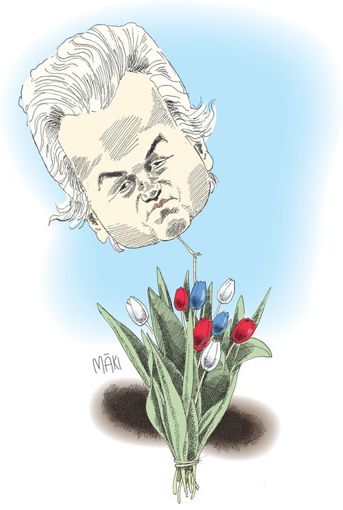 Geert Wilders as a broken tulip,