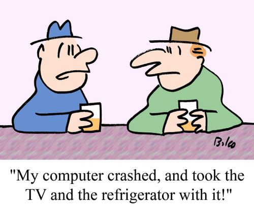 "My computer crashed, and took the TV and the refrigerator with it!"