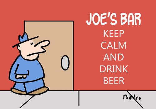 'Joe's Bar. Keep calm and drink beer.'