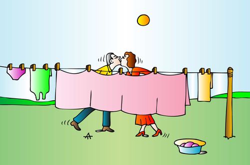 Man and woman with laundry