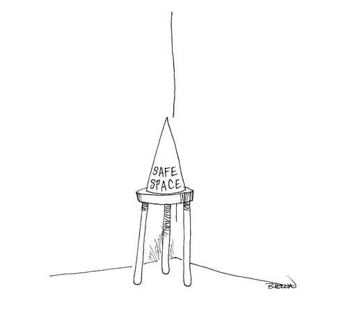 Dunce stool at school with safe space on cap.
