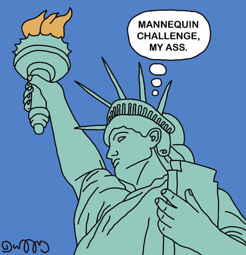 "Mannequin challenge, my ass."