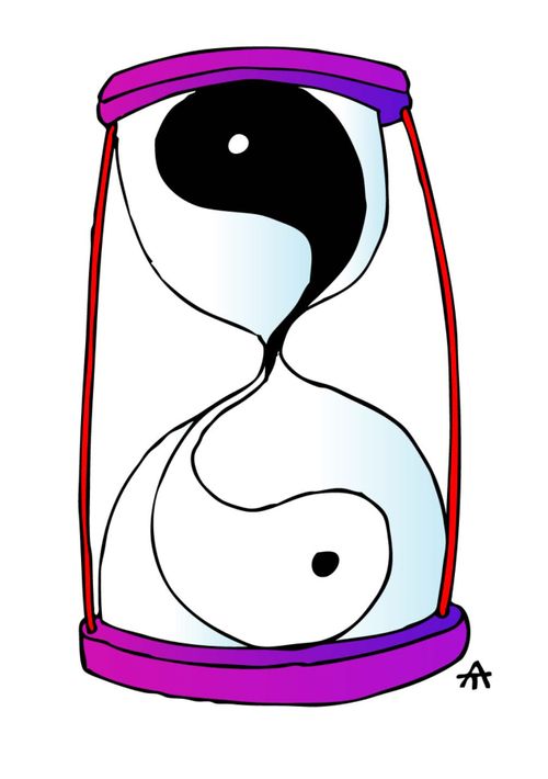 Yin and yang as sand in the hourglass.