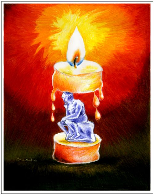 A candle for the deceased.