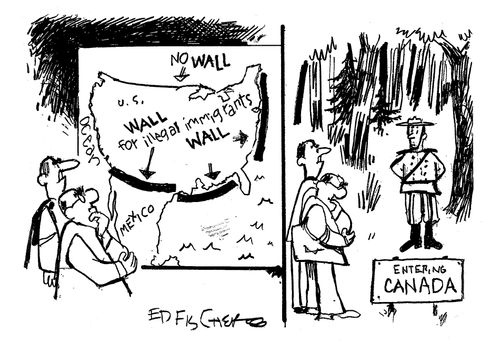 The US border wall does not cover Canada