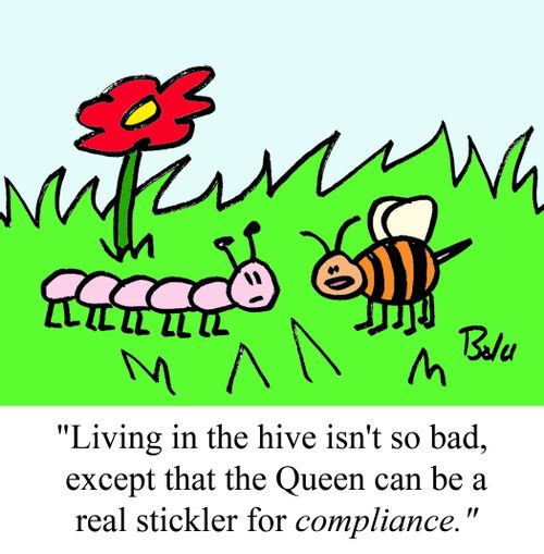 'Living in the hive isn't so bad, except that the Queen can be a real stickler for compliance.'