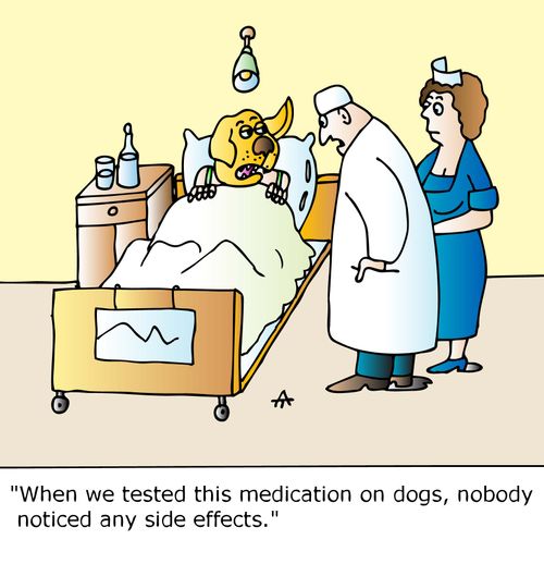 "When we tested this medication on dogs, nobody noticed any side effects."