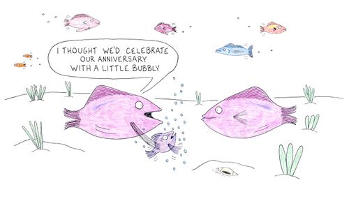"I thought we'd celebrate our anniversary with a little bubbly."