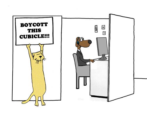 "Boycott this cubicle!"