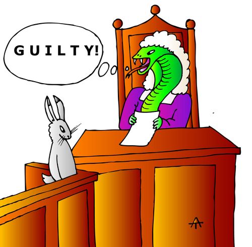 A snake finds a rabbit guilty.