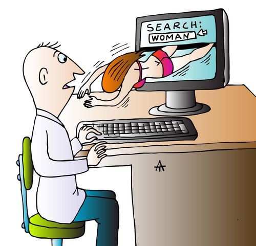 A man searches for women on the internet.