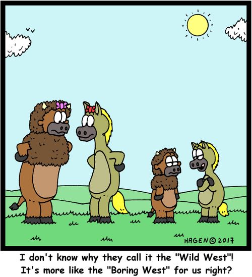 'I don't know why they call it the "Wild West"! It's more like the "Boring West" for us right?'