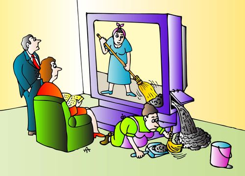 TV and cleaner
