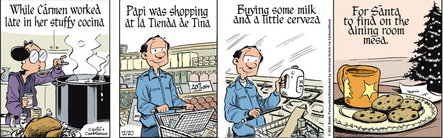 While Carmen worked late in here stuffy cocina, Papi was shopping at la Tienda de Tina.