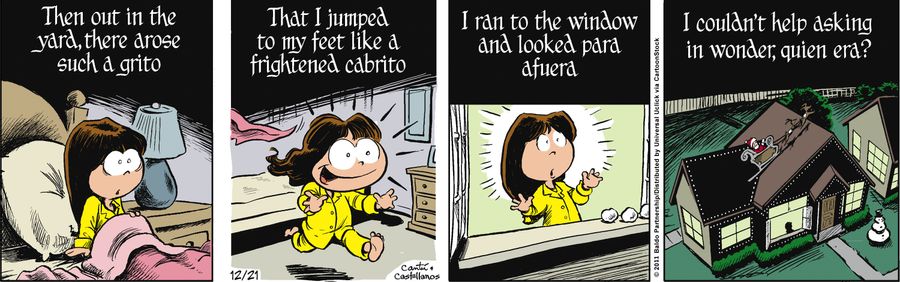 Then out in the yard, there arose such a grito that I jumped to my feet like a frightened cabrito.