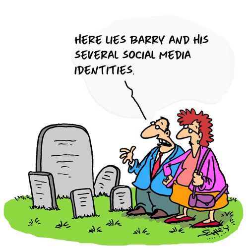 "Here lies Barry and his several social media identities."