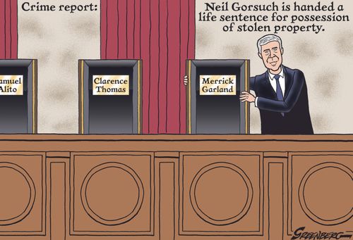 Crime report: Neil Gorsuch is handed a life sentence for possession of stolen property.