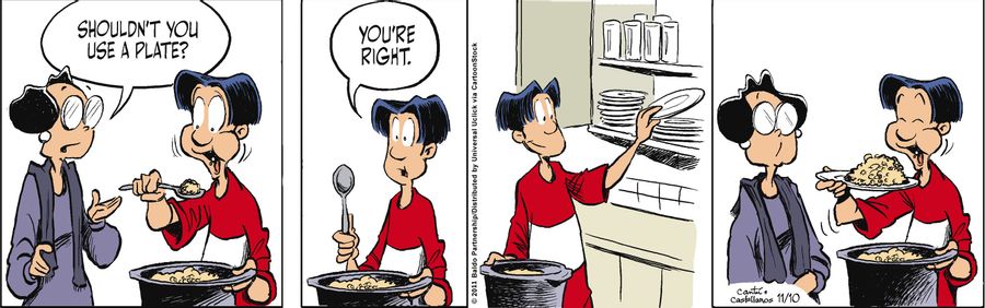 "Shouldn't you use a plate?"