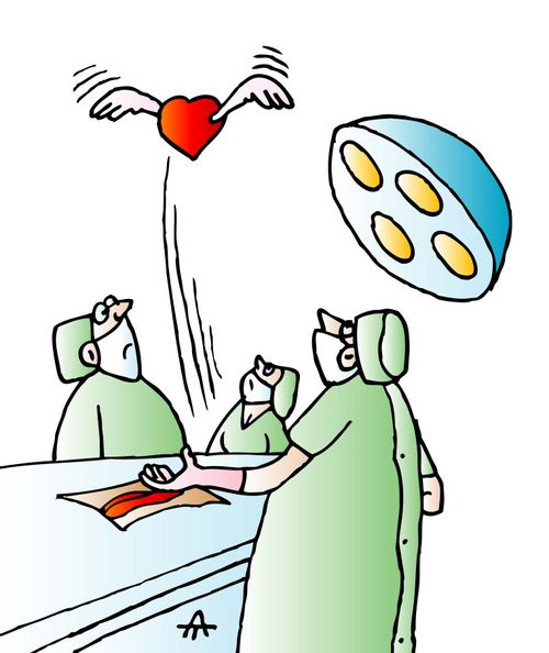 A heart flies out during an operation.