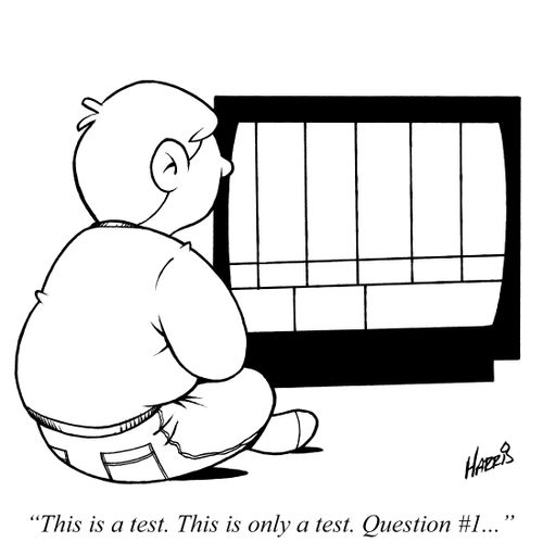 "This is a test. This is only a test. Question #1..."