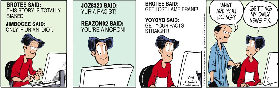 "Getting my daily news fix."
