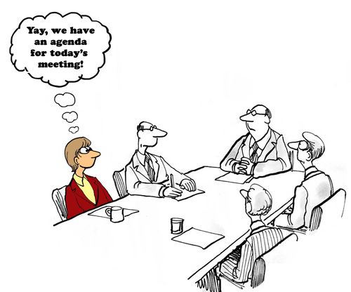 "Yay, we have an agenda for today's meeting!"