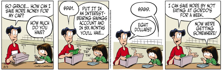 "So Gracie...how can I save more money for my car?"