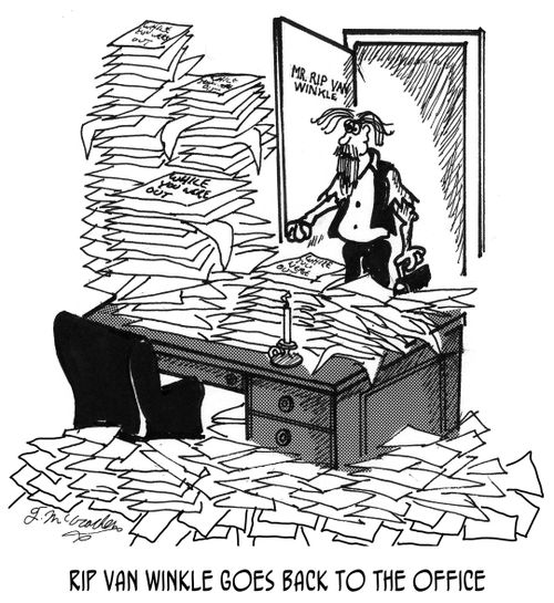 Rip van Winkle goes back to the office/