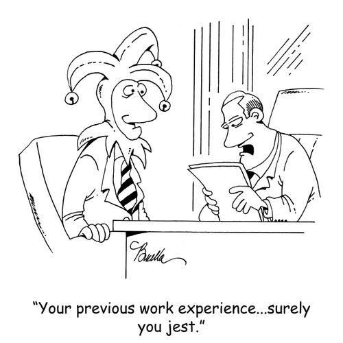 'Your previous work experience... surely you jest.'
