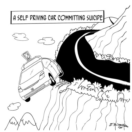 A Self Driving Car Committing Suicide
