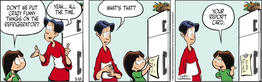 "Don't we put crazy funny things on the refrigerator?"