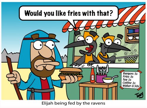 Elijah being fed by the ravens.